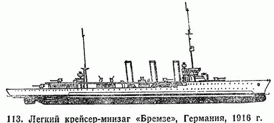 113. Легкий крейсер-минзаг "Бремзе", Германия, 1916 г.