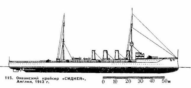 115. Океанский Крейсер "Сидней", Англия, 1913 г.
