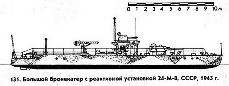 131. Большой бронекатер с установкой 24-М-8, СССР, 1943 г.