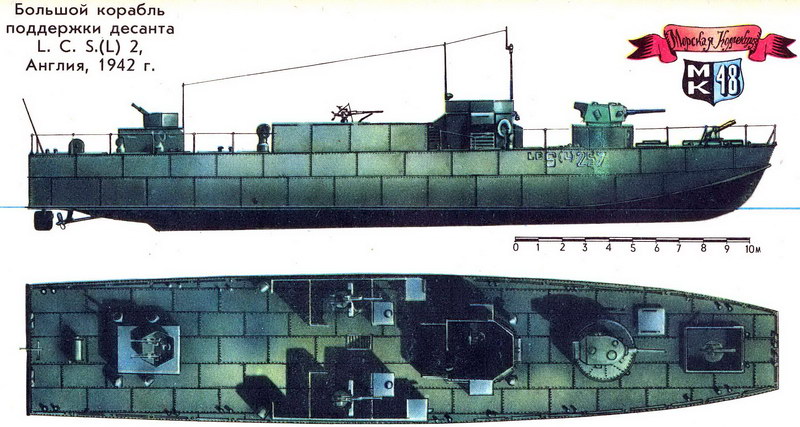 Большой корабль поддержки десанта L.С.S.(L) 2, Англия, 1942  г.