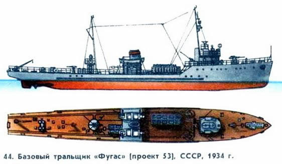 44. Базовый тральщик “Фугас” (Проект 53), СССР, 1934 г.