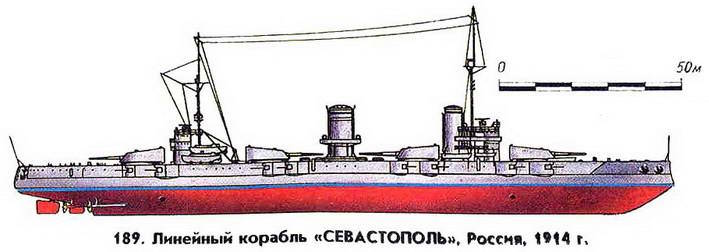 189.  Линейный корабль «Севастополь», Россия, 1914 г.