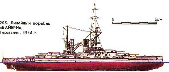 205.  Линейный корабль «Байерн», Германия, 1916 г.