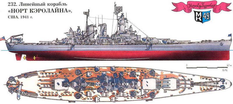 232. Линейный корабль «Норт  Кэролайна», США, 1941 г.